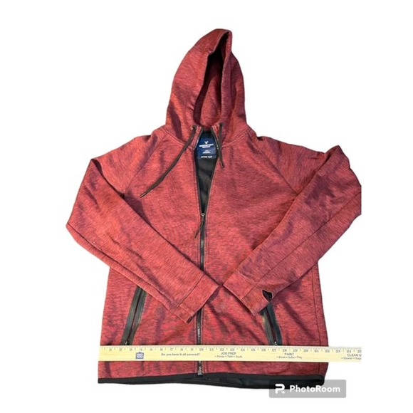 American Eagle Mens Large Burgundy Active Flex Zip up Hoodie Jacket EUC - Picture 4 of 5